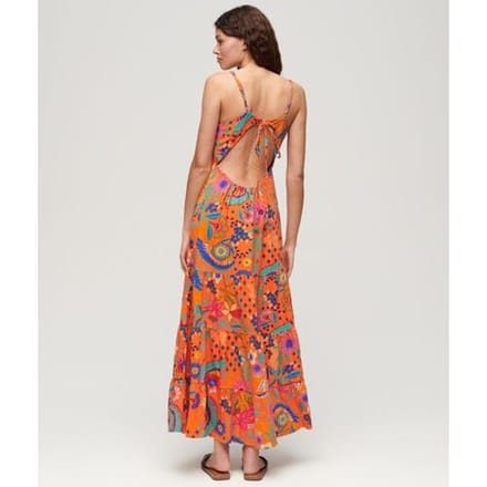 Superdry Gesmokte Maxi-cami-jurk Oranje Grootte: 44