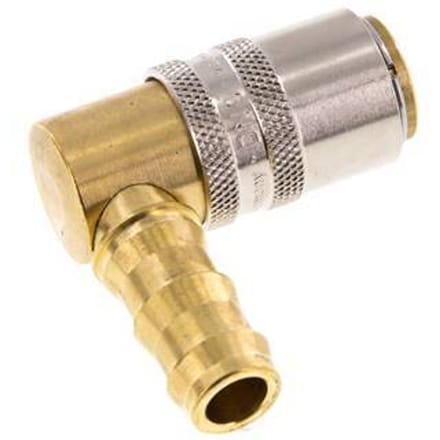 Messing DN 9 Tempereerkoppeling Snelkoppeling 12.7 mm Slangpilaar Loskoppelbeveiliging 90-deg