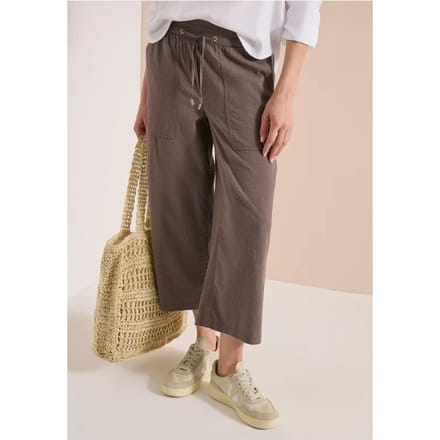 3/4 Wide Legs broek in seersucker kwaliteit