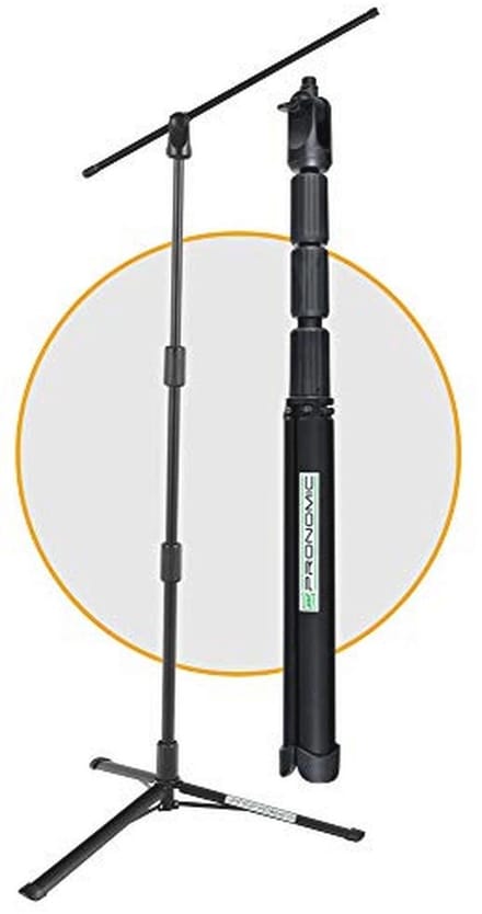 Professionele Opvouwbare Microfoonstandaard met Hoogteverstelling - Stalen Microfoonhouder met Snelsluitingen en 50 cm Arm