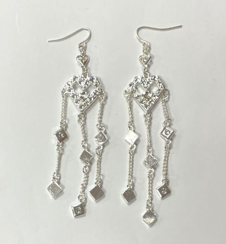 Zilverkleurige oorhangers - Zirkonia stenen - 10 Centimeter - Damesdingetjes