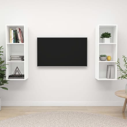 vidaXL - Tv-wandmeubelen - 2 - st - bewerkt - hout - wit