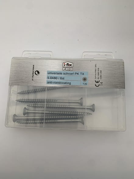 Universele schroef PK tx 5x80mm 6 stuks anti roest coating