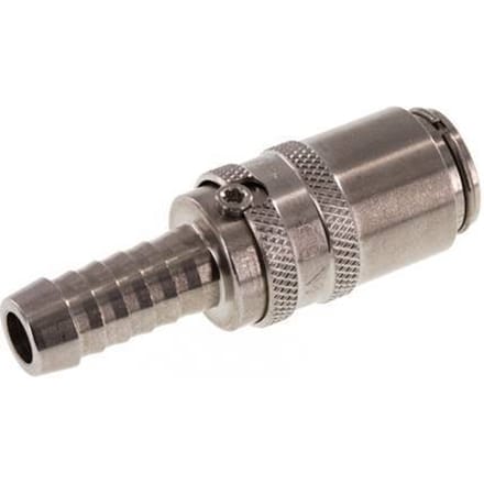 RVS DN 6 Tempereerkoppeling Snelkoppeling 9 mm Slangpilaar Dubbele afsluiting