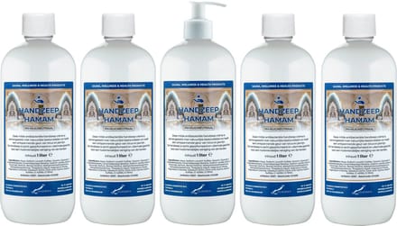 Handzeep Hamam 1 liter - set van 5 stuks - met gratis pomp - Voordeelverpakking