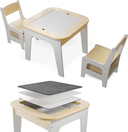 Kinderzitgroep Milou - Met 2 stoelen en 1 tafel - Naturel