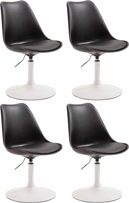 CLP Maverick Set van 4 Eetkamerstoelen - Kunststof zwart wit