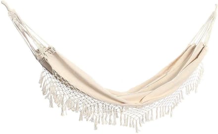 Hangmat Dubbel - Schommel Net - Ontspannen Buiten - Macrame Franje - 100x200cm - Geel