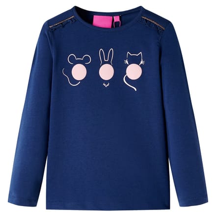 vidaXL - Kindershirt - met - lange - mouwen - 116 - marineblauw