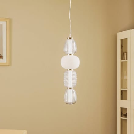 Lucande LED hanglamp Fedra, glas, grijs/wit, Ø 17 cm