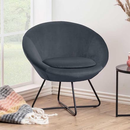 Fauteuil Cezar - Donkergrijs/zwart - Actona - Fauteuil - Grijs - Velours