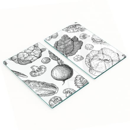 Keukenplanken van gehard glas met afbeeldingen, 2 stuks, groenten, 2x30x52 cm