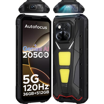 DOOGEE V Max Play 5G Projector Robuuste Telefoon 6.78" Scherm 20500mAh Batterij Dubbele Campinglampen Dimensity 7300 NFC Smartphone