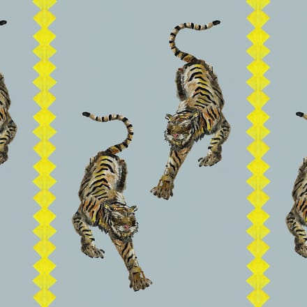 Behang Tiger Panthera blauw