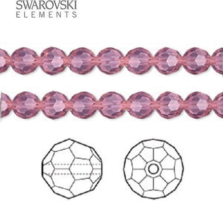 Swarovski Elements, 24 stuks Swarovski ronde kralen, 6mm, cyclamen opal (5000)