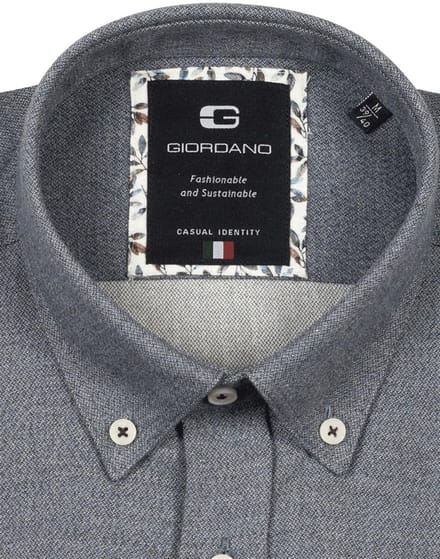 Giordano overhemd navy gemeleerd test OHO
