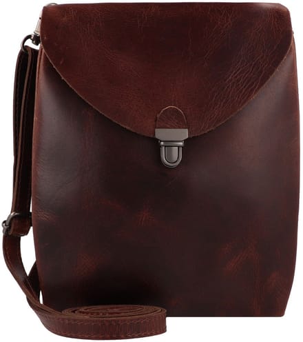 HAROLD'S Leren Schoudertas Fold Handbag Clutch Up Brown Donkerbruin