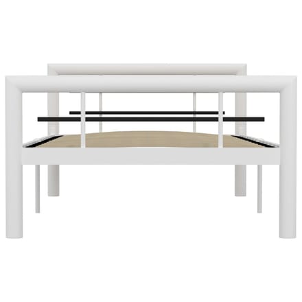 vidaXL - Bedframe - metaal - wit - en - zwart - 100x200 - cm
