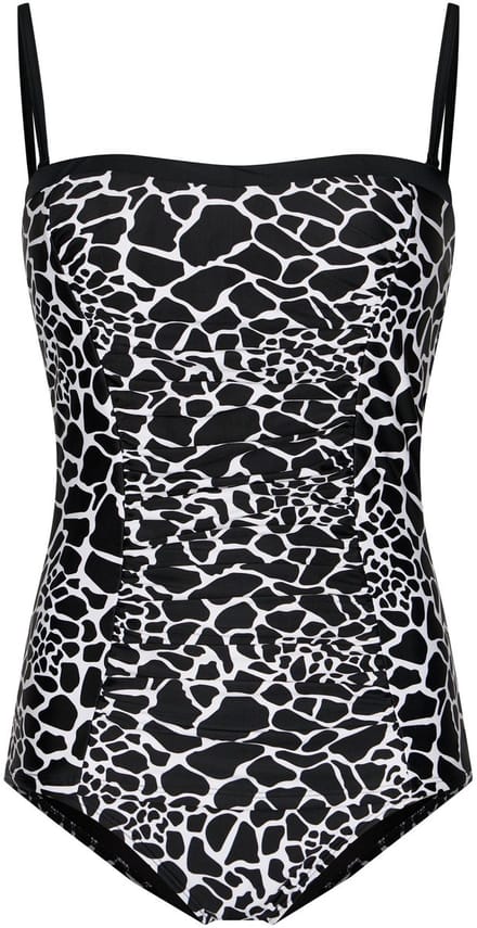 Pastunette - Noir Safari - Bandeau Tankini - Zwart/Wit - Strapless - Maat 42
