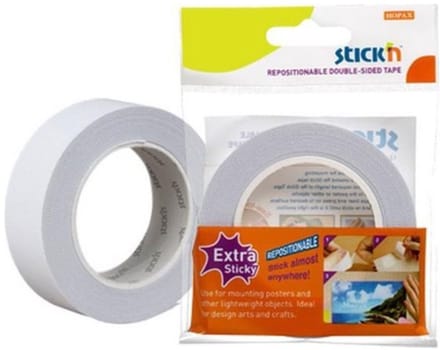 Stick'n Re-Stik - dubbelzijdig tape - plakband - extra sticky - 25 mm x 12 M - niet permanent