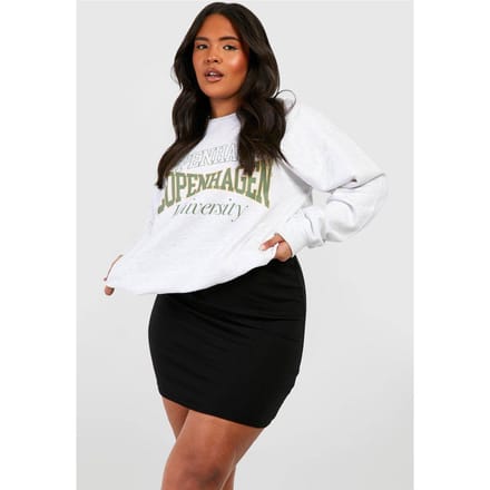 boohoo Dames Plus Basic Jersey Mini Rok | Black | Maat: 28