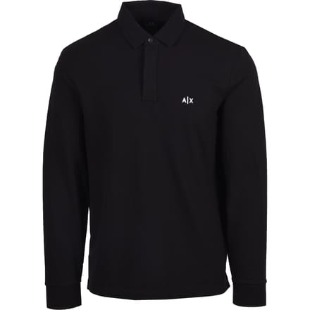 Long Sleeve Polo with Button Fastening and Round Neck - Black Polo