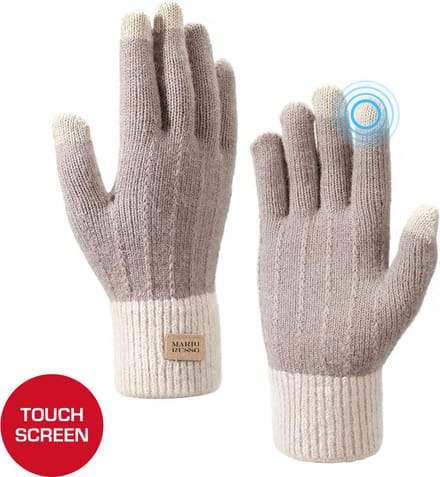 Mario Russo Touchscreen Handschoenen - Handschoenen Dames & Heren - Handschoenen winter - One Size - Khaki
