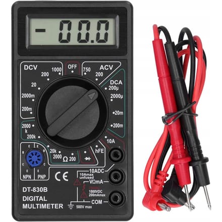 Rosfix Mini Multimeter DT-830B - Digitaal Multimeter, Handzaam LCD - 0–1000V DC, 200–750V AC, 10A