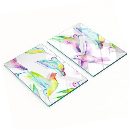 Multifunctionele decoratieve glazen borden met kolibrie-print 2x40x52 cm