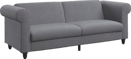 Felix II 3-Zits Slaapbank met Uitschuifbaar Bed - Antraciet Cord & Microvezel - 236 cm