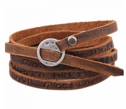 Wikkelarmband- bruin -heren -20-25 cm - Charme Bijoux