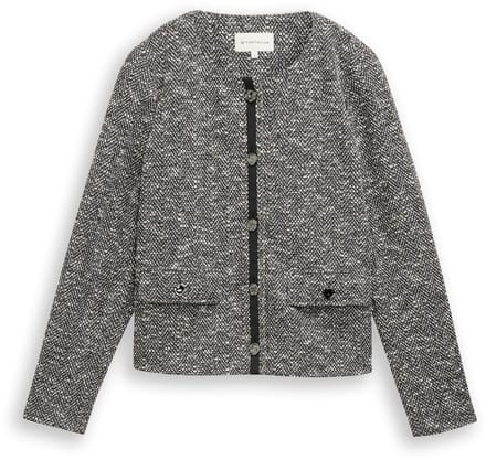 Tom Tailor - Regular fit bouclé jas - Maat S - salt pepper boucle structure