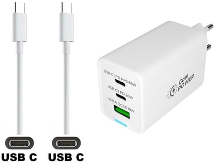 OneOne 50W super snellader met 3 poorten. Oplader met sterke 1,5m USB C naar C kabel. PPS GAN PD lader adapter past op Redmi 13, Note 10 Pro, Note 11, Note 12, Note 12 Pro, Note 13, Note 13 Pro, Note 13 Pro +, Note 14, Note 14s, Xiaomi