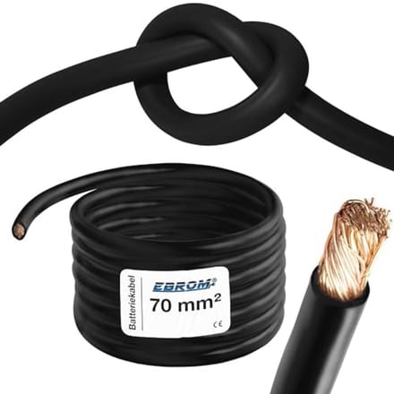 Zeer Flexibele 70 mm² Batterijkabel per Meter - Zwart Koper Kabel voor Start en Oplad toepassingen