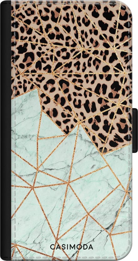 Casimoda® bookcase - Geschikt voor iPhone 11 Pro - Hoesje met pasjeshouder - Luipaard Marmer Mint - Multi - Kunstleer