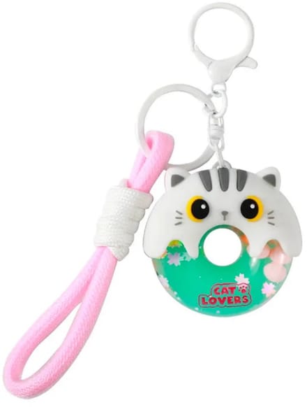 iTotal Sleutelhanger Donuts Witte Kat Keychain Donuts WHITE CAT Plastic and Metal 5.0x5.2x1.8cm