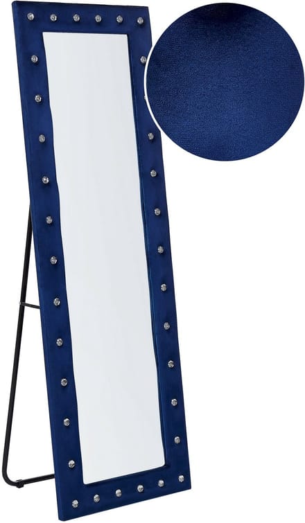 ANSOUIS - Staande spiegel - Marineblauw - Fluweel