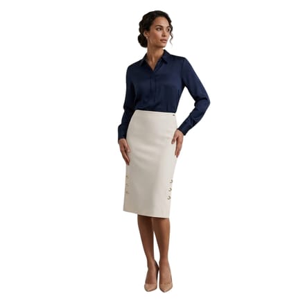 Boss Vevoka midi-rok met studs voor dames (Wit)