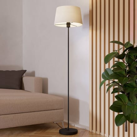 EGLO Febres Vloerlamp - E27 - 153 cm - Zwart/Wit - Teddy stof