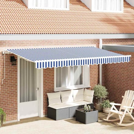 vidaXL - Uitschuifbare - luifel - Blauw - 350 - x - 200 - cm - Stof
