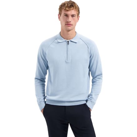 No Excess Pullover Polo Half Zip Solid Dusty Blue Maat: M | Sweaters Outlet | Heren | Blauw