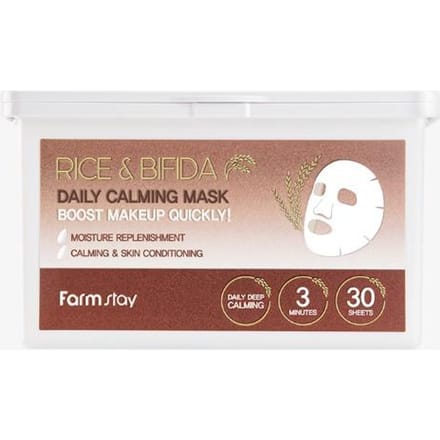 Farm Stay Rice & Bifida Daily Calming Mask 30sheets +RANDOM GIFT white