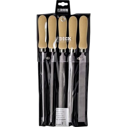 Dick 13142020H Set werkplaatsvijlen 5-delig met houten handgreep Slaglengte 200 mm Lengte 200 mm 1 set(s)