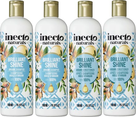 Inecto Naturals - 2 x Argan Shampoo + 2 x Argan Conditioner - 4 x 500 ml - 4 Pak