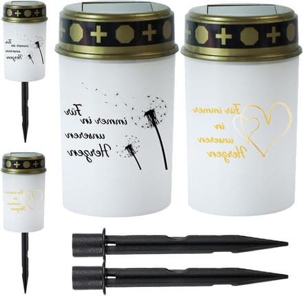 Graflichten Set - Decoratieve lampjes - Buitenverlichting - Op zonne-energie - Set van 2 - Wit