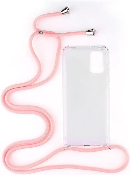Shop4 - Samsung Galaxy S20 Plus Hoesje - Zachte Back Case met Koord Roze