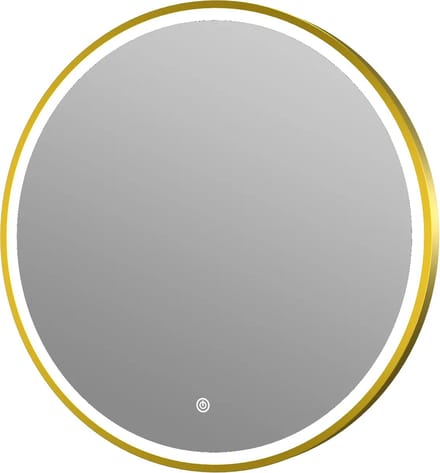 Ronde badkamerspiegel Levi mat goud met verwarming, LED verlichting en touch sensor 60x60cm