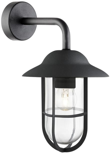 Licht-Erlebnisse - Genoa - Wandlamp - IP44 - E27 - van - Metaal glas - in - Zwart mat