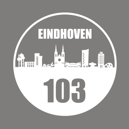 Eindhoven sticker met eigen huisnummer