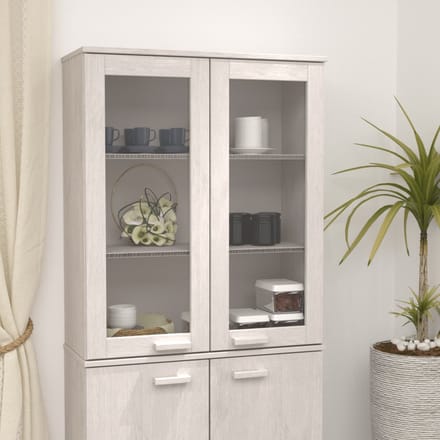 vidaXL - Opzetkast - HAMAR - 85x35x100 - cm - massief - grenenhout - wit